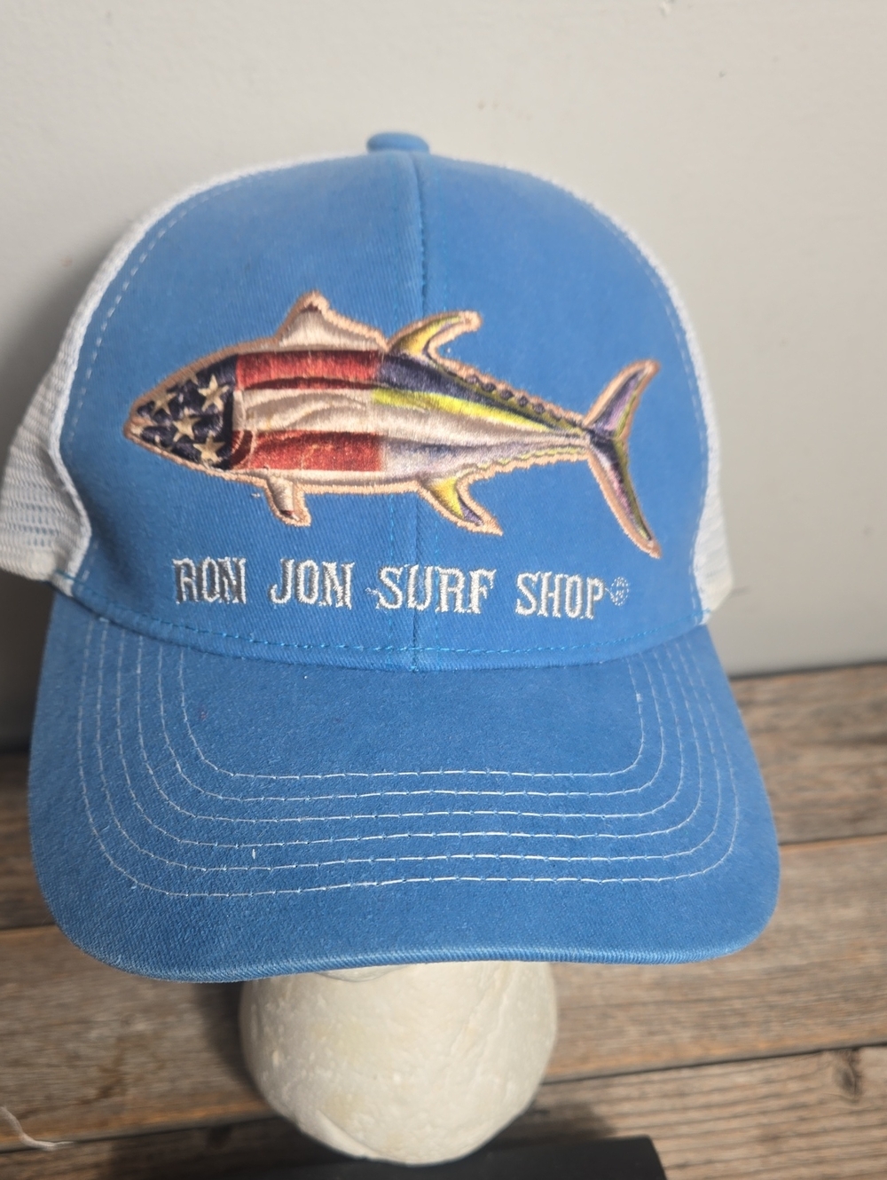 Ron Jon Surf Shop Blue Fish Embroidered Trucker Hat
